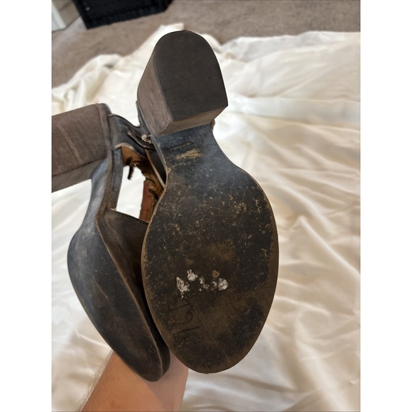 Farylrobin Loki Full Leather Chunky Heel‎ Sandal Womens Size 7.5 Gray Black - Picture 3 of 11